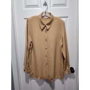 Dress Barn Women's Small Silk Blouse Animal Print Button Up Long Sleeve